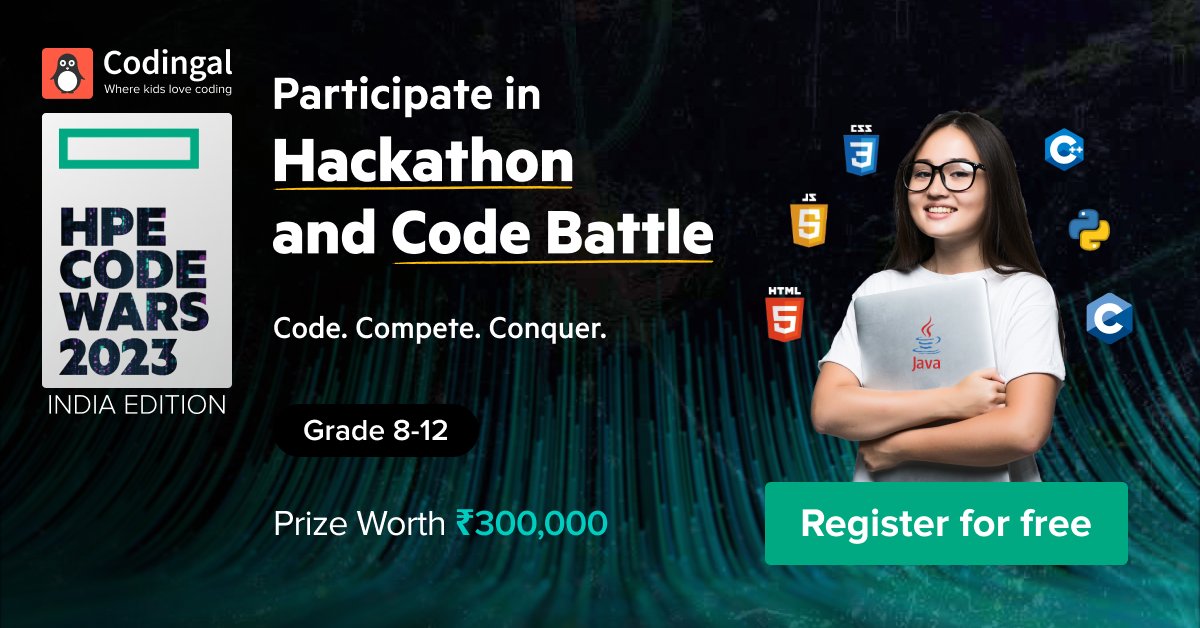 codingal's tweet image. Read more about this amazing initiative in this featured article by EasyShiksha news.easyshiksha.com/codingal-gamifโฆ
#codingal #codingforkids #hackathon #programmingchallenge #codingcompetition #hpe #hpecodewars2023