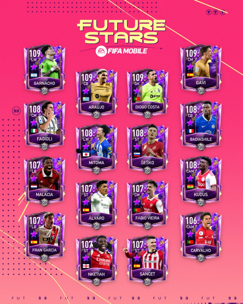 EAFCMobileForum's tweet photo. FUTURE STARS 💫🤩 ARE COMING TO FIFA MOBILE THIS THURSDAY

PLAYER PREDICTION 🎨 https://t.co/oVSRnN613f