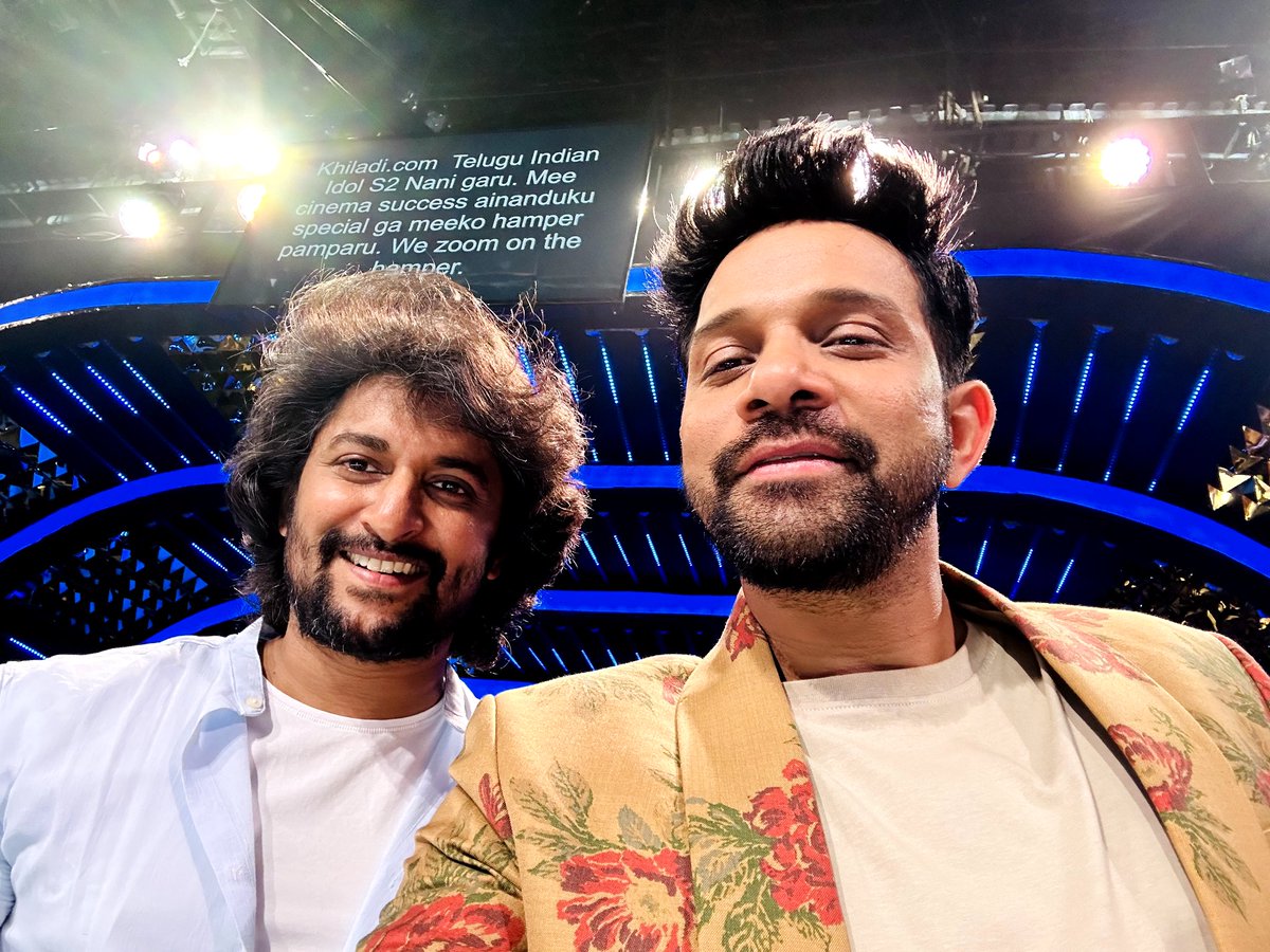 Lovely spending time with @NameisNani yesterday! #TeluguIndianIdol2