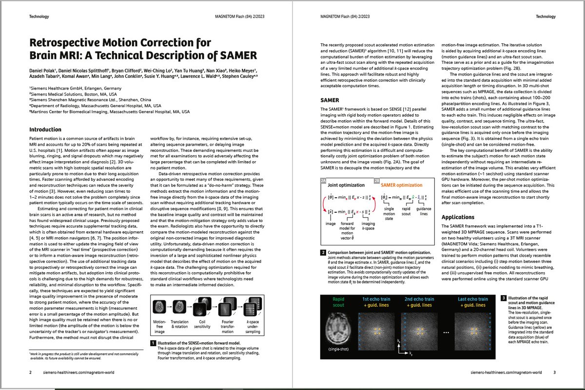 Antje Hellwich @antjehellwich.bsky.social (@antjehellwich) on Twitter photo Retrospective #MotionCorrection for Brain #MRI: A Technical Description of SAMER by Daniel Polak (<a href="/SiemensHealth/">Siemens Healthineers</a>), Stephen Cauley (Dept. of Radiology, Massachusetts General Hospital, MA, USA), et al. Learn more at …ng.webassets.siemens-healthineers.com/221d76b6c91d33…
#magnetomworld #medphys #MedicalPhysics Retrospective #MotionCorrection for Brain #MRI: A Technical Description of SAMER by Daniel Polak (<a href="/SiemensHealth/">Siemens Healthineers</a>), Stephen Cauley (Dept. of Radiology, Massachusetts General Hospital, MA, USA), et al. Learn more at …ng.webassets.siemens-healthineers.com/221d76b6c91d33…
#magnetomworld #medphys #MedicalPhysics