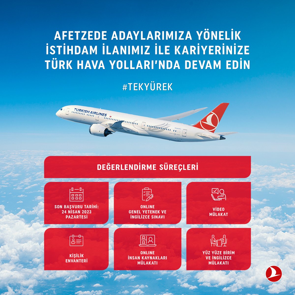 Türk Hava Yolları on Twitter " ️ TekYürek Türkiye! Afetzede adaylarımıza özel ilanımıza