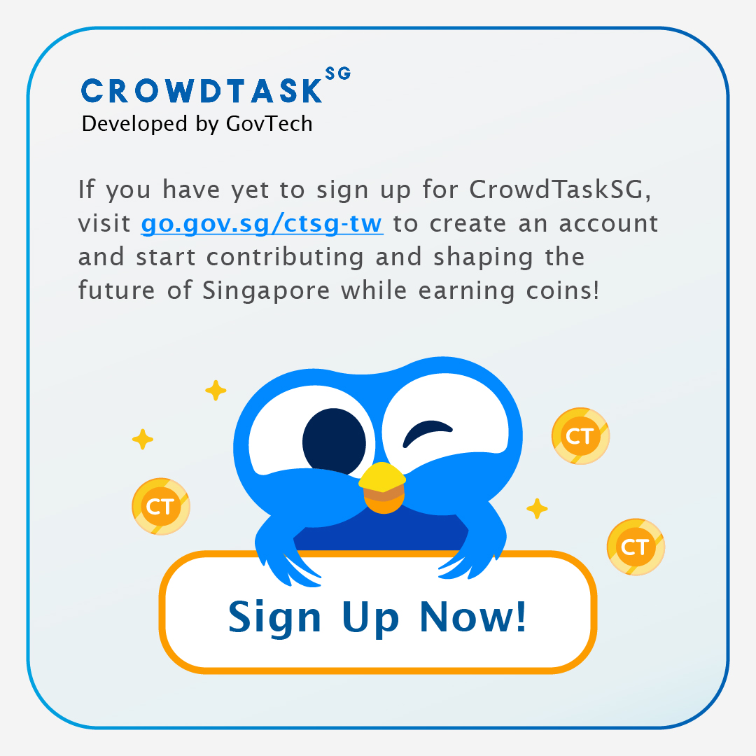 GovTechSG's tweet photo. Have you signed up for #CrowdTaskSG?
If you have completed tasks and earned virtual coins on CrowdTaskSG, you can now use your coins at shops that accept NETS QR Payment!
Start earning coins and rewards today!
Sign up at https://t.co/zdUsboCCEZ
#SmartNation #TechForPublicGood https://t.co/O4tXzIItuE