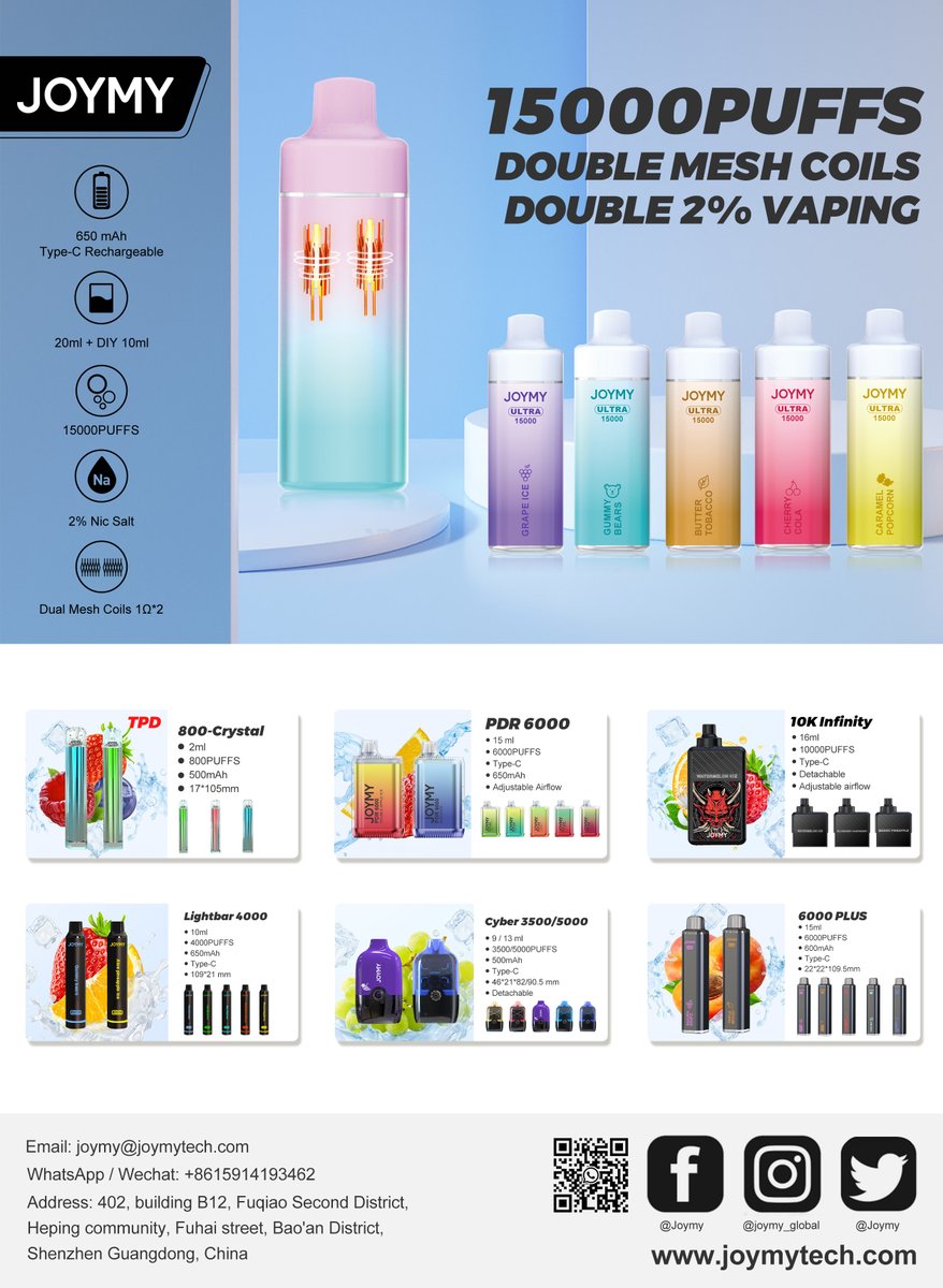 JoymyVape's tweet photo. 😼😼😼#JOYMY will attend the UK #vapeshow in12th-14th May.
🤗🤗🤗Welcome your visit on our #booth #D120 CVIC
😇😇😇We have our own #vapefactory in #Shenzhen #China, #distributors #wholesalers are wanted.
https://t.co/hy8LC0zyGN
https://t.co/lgkIyTgMTQ
.
.
.
.
.
#15000puffs #vapes https://t.co/kC9P74LUae