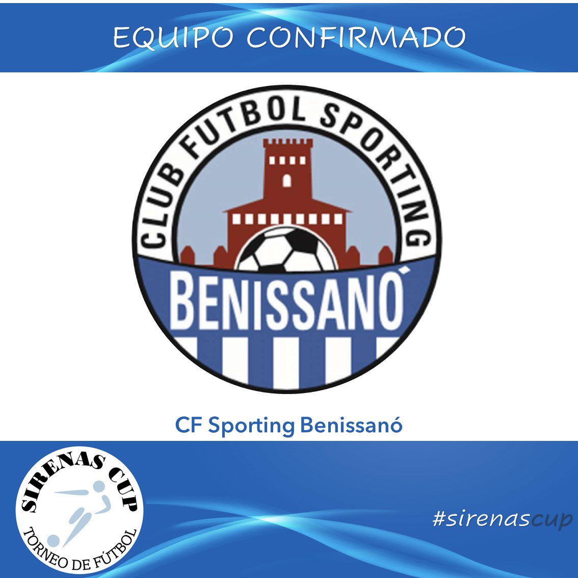 Confirmamos la asistencia al torneo de: CF Sporting Benissanó 👏🏻👏🏻
.
#torneo #torneofutbol #sirenascup #lamangadelmarmenor #cartagena #murcia #futbol #futbolbase #futbolbaseespaña #torneofutbolbase #cfsportingbenissano @SPORTBENISANO