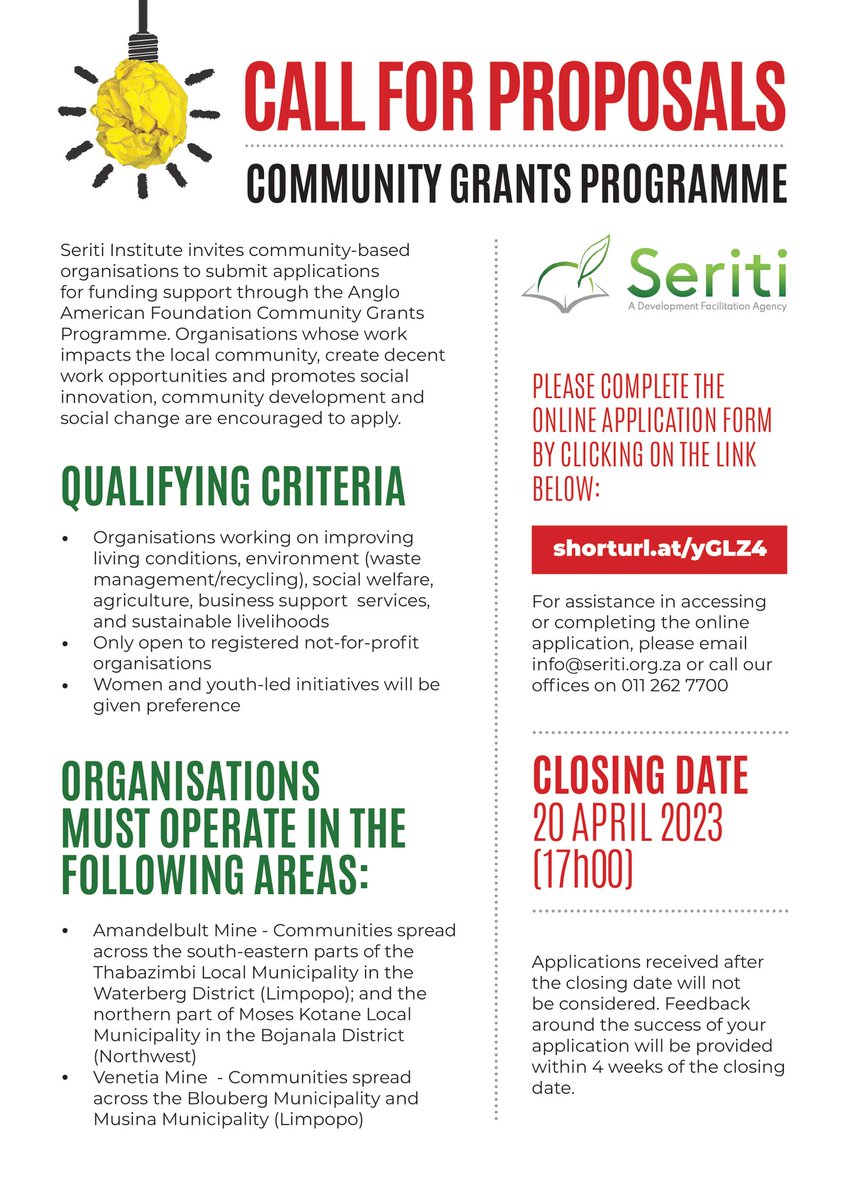 Call for Proposals: Community Grants Programme ow.ly/aevh50Nuw1q