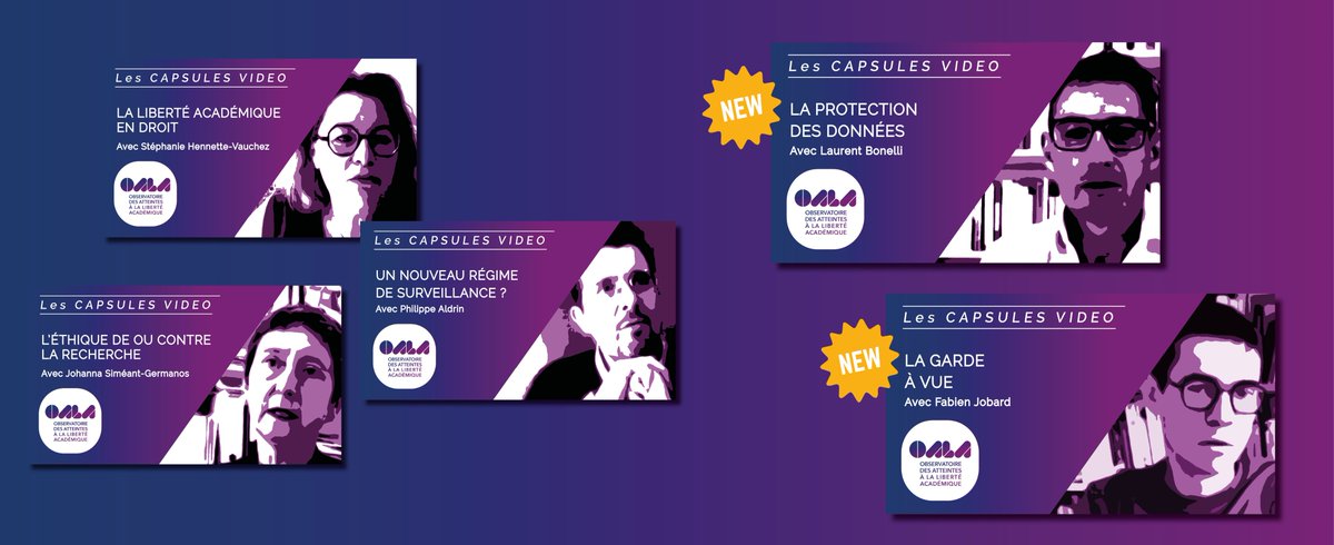 afspinfos's tweet photo. #LibertéAcadémique 
A regarder et partager, les deux nouvelles capsules vidéo de l'#OALA :
👉 La protection des données avec Laurent Bonelli @UParisNanterre @ISP_Cnrs 
👉 La garde à vue avec Fabien Jobard @CNRS CESDIP
https://t.co/07GMcRRCsr 
#ESR #SHS #recherche https://t.co/TO0a4dnZYn
