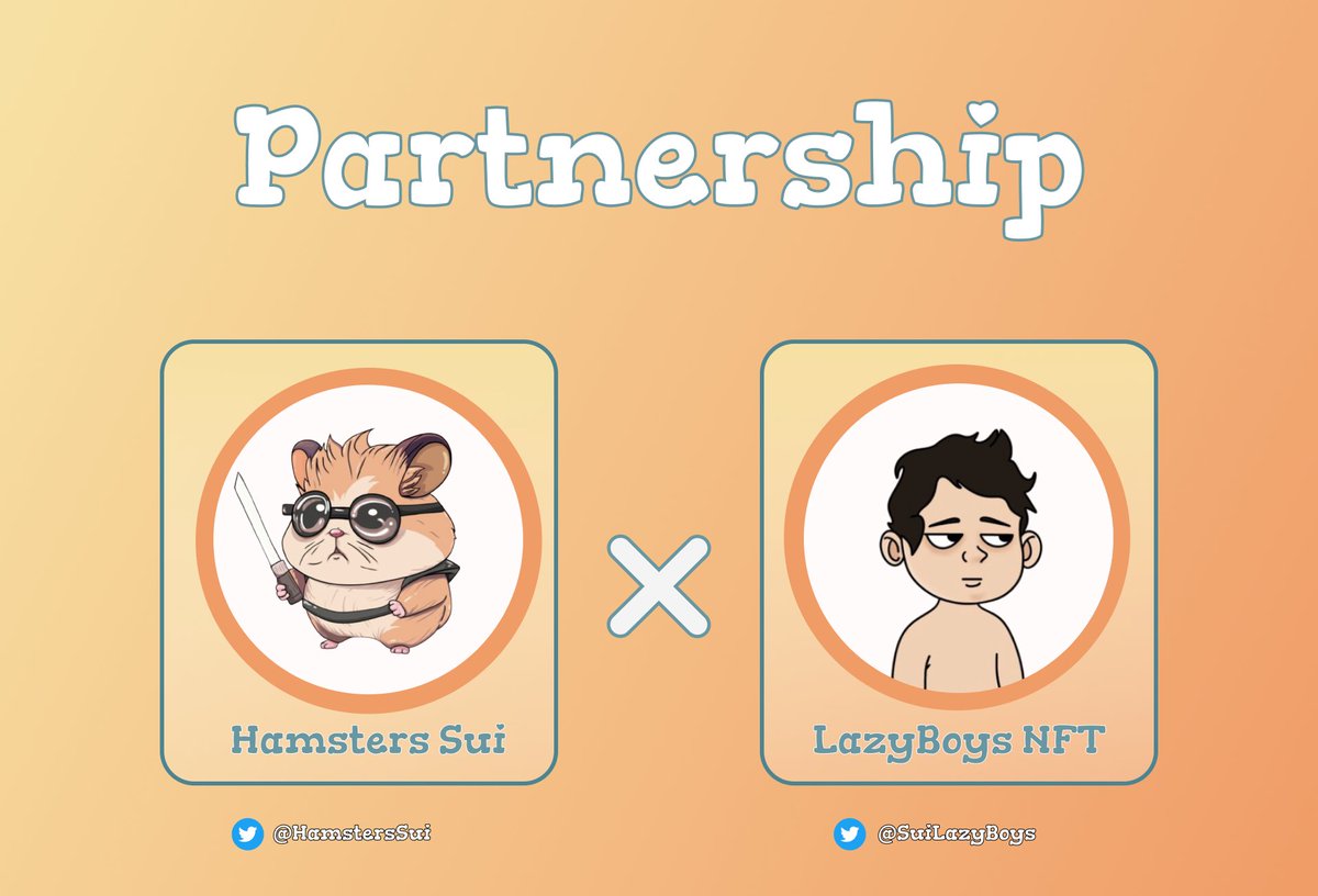 HamstersSui's tweet photo. Hamsters Sui 🐹 X LazyBoys 👦

We are proud to announce our partnership with @SuiLazyBoys
To celebrate our partnership, we will giveaway:

🍬 3 WL - @HamstersSui

🍬 3 WL - @SuiLazyBoys

To Enter:
Follow @HamstersSui &amp; @SuiLazyBoys

RT, Like 🧡
Tag 3 friends

You have 72 hours ⌛ https://t.co/qPYoKhCPpe