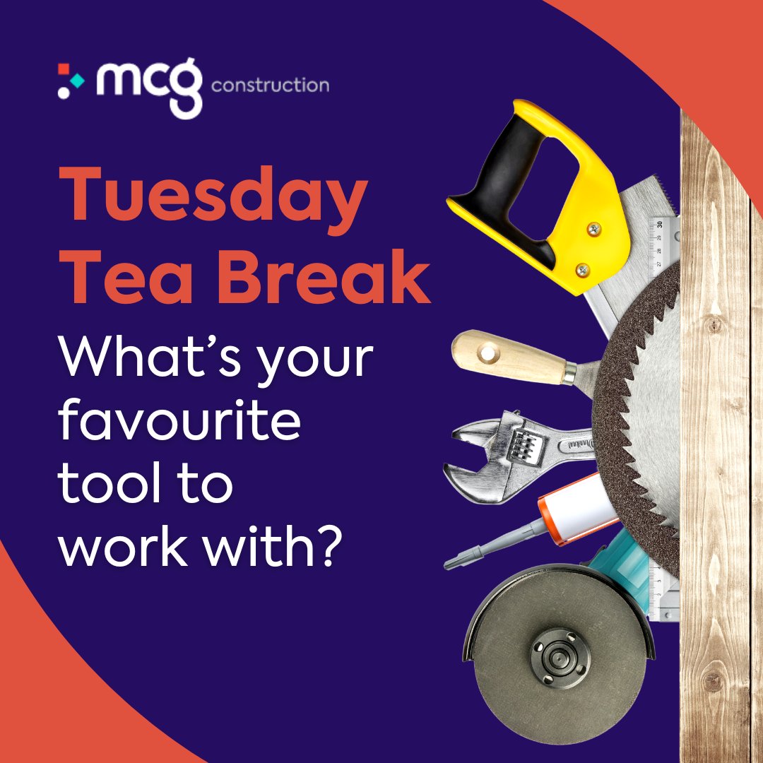 constructionMCG's tweet photo. It’s #tuesdayteabreak time again ☕
With so many trades making up one team on site, break time is a great excuse for a chat. We thought it’d be great to know, what’s your favourite tool?
#starttheconversation #mentalhealth #teabreak #construction #mentalhealthconstruction https://t.co/X1adgS8GiU