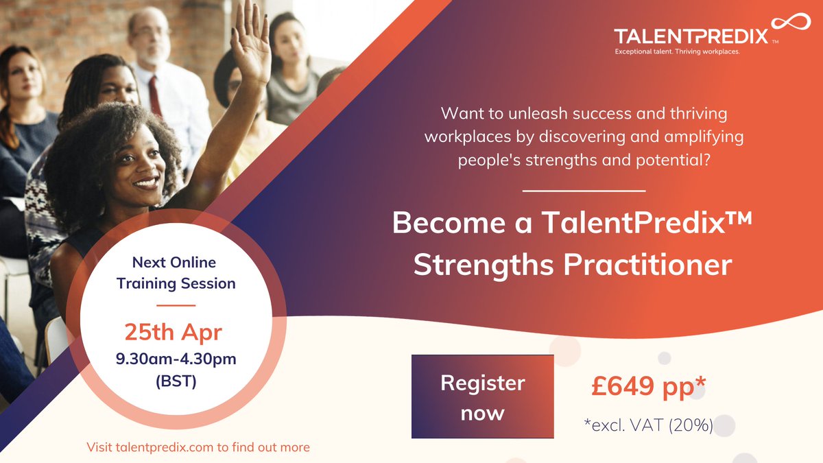 TalentPredix's tweet photo. ✨ Unleash thriving workplaces by amplifying people’s #strengths and potential. 👉 Sign up for our next TalentPredix™ Strengths Practitioner #Training and join a global community of Practitioners: https://t.co/YkWkGOWRGh

🎦 Hear from previous attendees: https://t.co/bHPLyA9Yc4 https://t.co/QRSrzrD7Zo