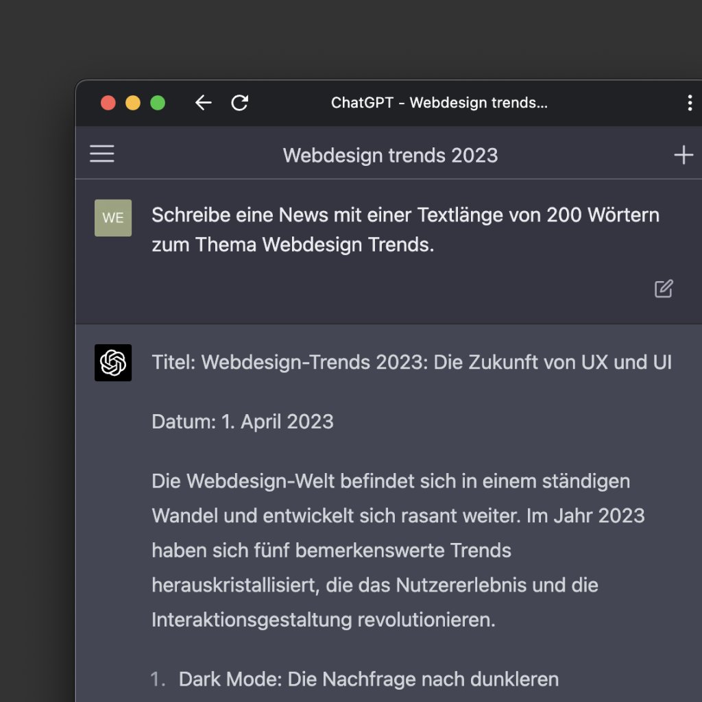 Wir haben uns in den letzten Wochen intensiv mit #ChatGPT und der Texterstellung beschäftigt. Hier unsere Erkenntnisse: 
schwarzdesign.de/news/website-t…

#Texterstellung #WebsiteContent #KünstlicheIntelligenz #AI #WebseitenOptimierung #ContentCreation #DigitalMarketing #SEO #Copywriting