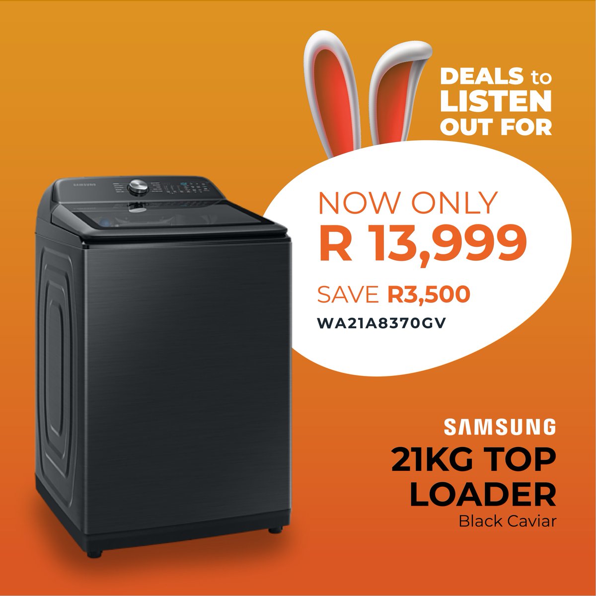 expertstores_sa's tweet photo. 🐰SAVE R3 500 on the @SamsungSA 21kg Top Loader Washing Machine! Do your laundry anytime without creating a disturbance.
🥚Get yours here: https://t.co/vbakumndia
#CrackingGoodDeals #ExpertSA #Easter #Samsung
E&OE | Subject to availability | T&Cs apply | Limited time only. https://t.co/C0WkwgOCXN