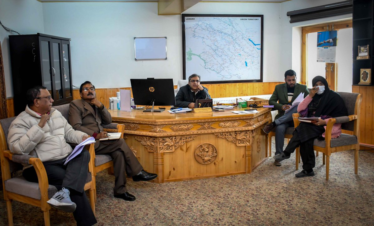 DIPR_Leh's tweet photo. Principal Secretary, H&amp;UDD/SED, #Ladakh, Sanjeev Khirwar reviews the status of projects with #NHIDCL.

Deliberations were held on the status of #WaterATMs; winter-friendly bus stops; truck terminals; renovation of roads, etc. Khirwar stresses on timely completion of all projects. https://t.co/t7vhi7SMyB