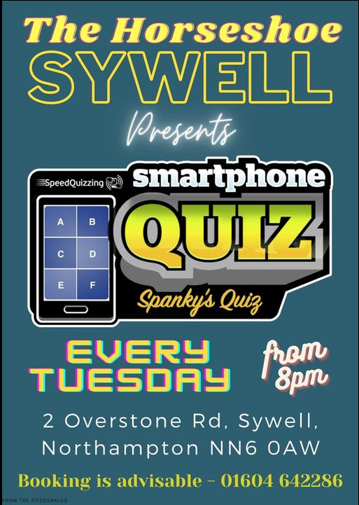 Are you joining the speed quiz at The Horseshoe Sywell tonight? Emphasis on fun and enjoyment, not just brains. Fun starts at 8pm Hope to see you there!! #fun #pub #interactive #quiz