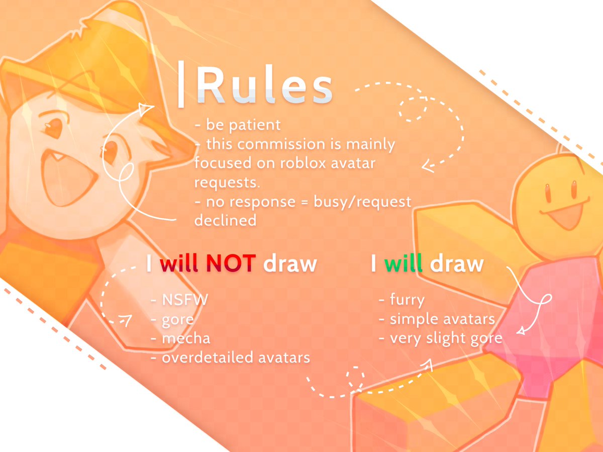 onix_nn's tweet photo. Roblox Avatar Art Commussions open!
(0/3, this could change bc I might take more requests if I have more free time)
#robloxart #RobloxCommissions #roblox https://t.co/7IlxahaN3F