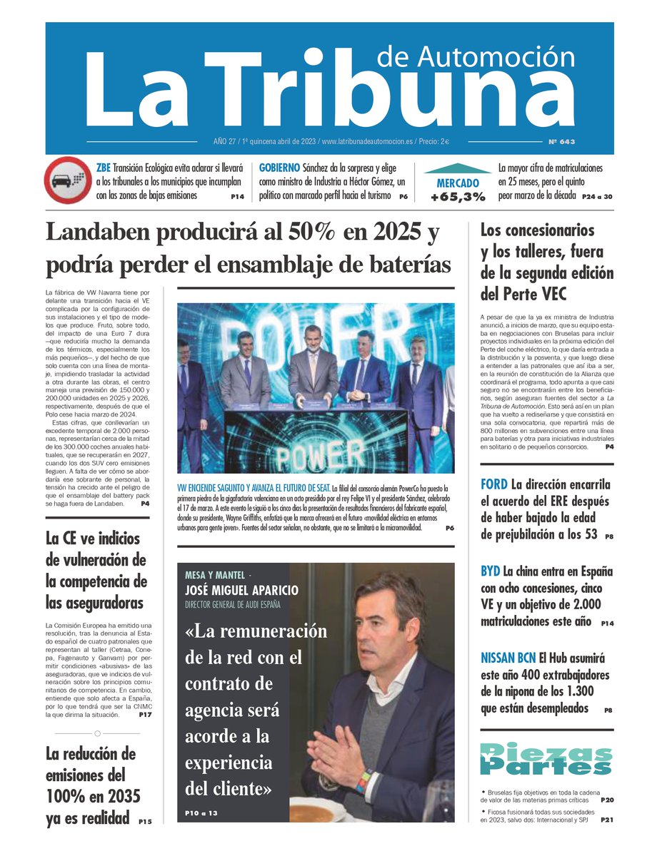 La_Tribuna's tweet photo. 🔴 Ya está el número de la 1ª quincena de abril en 📰 quioscos y en 📲💻 digital.

Como temas:
✍️ VW Navarra producirá al 50% en 2025
✍️ Concesionarios y talleres, fuera del II Perte VEC
✍️ Mesa y mantel con J.M.Aparicio, d.general de Audi

Y muchos más 👇
https://t.co/w5cqqV8F8B https://t.co/ooznAXtoKw