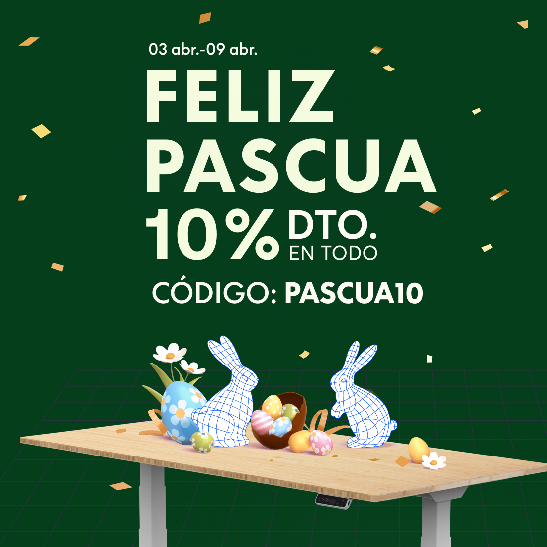 Flexispot_ES's tweet photo. ¡Felices Pascuas!🐇
Desconecta por unos días del trabajo y de las obligaciones y concéntrate en disfrutar.
Te esperamos en FlexiSpot con nuestras soluciones de mobiliario de oficina para hacerte el día a día mucho más sencillo y agradable.❤️

#FlexiSpotES #Mesa #escritorio https://t.co/jSqx3nxMrl