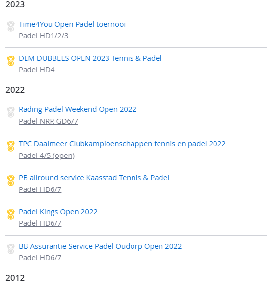 Mijn progressie in padel, van tweede plek in de ene laagste klasse in 2022 naar tweede plek in de hoogste categorie in 2023
