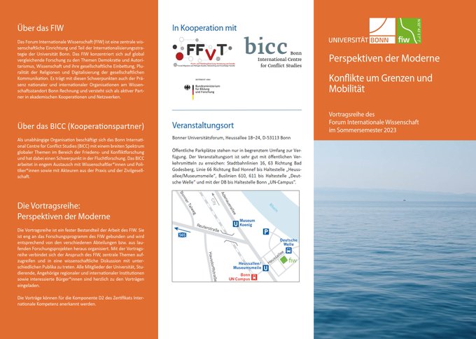 FIW_Bonn's tweet photo. Unsere neue Vortragsreihe "Konflikte um #Grenzen und Mobilität" im Sommersemester 2023 startet am 26.4. um 18Uhr. Im ersten Vortrag geht es um zivile #Seenotrettung und Solidarität. Weitere Infos &amp; Anmeldung: https://t.co/VKqBMRj033 https://t.co/IHCLIqULqs