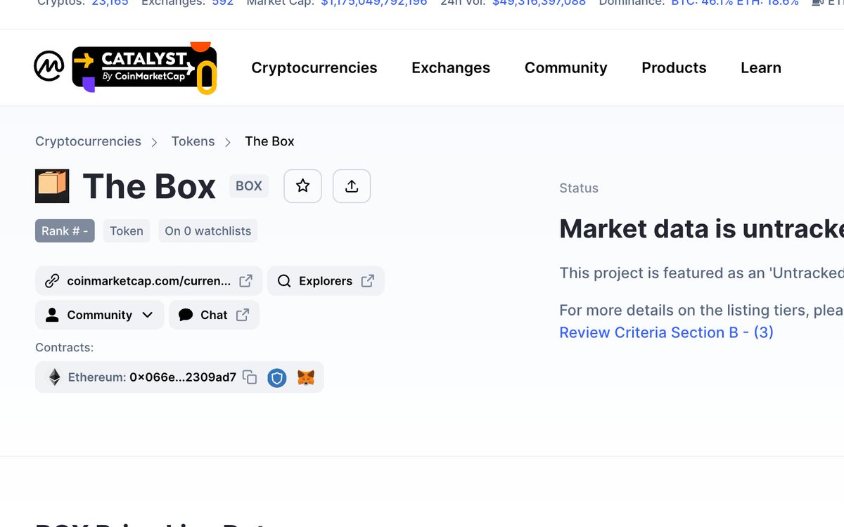bigbrainbuild's tweet photo. $BOX already listed on cmc https://t.co/RJlFrGBDqp