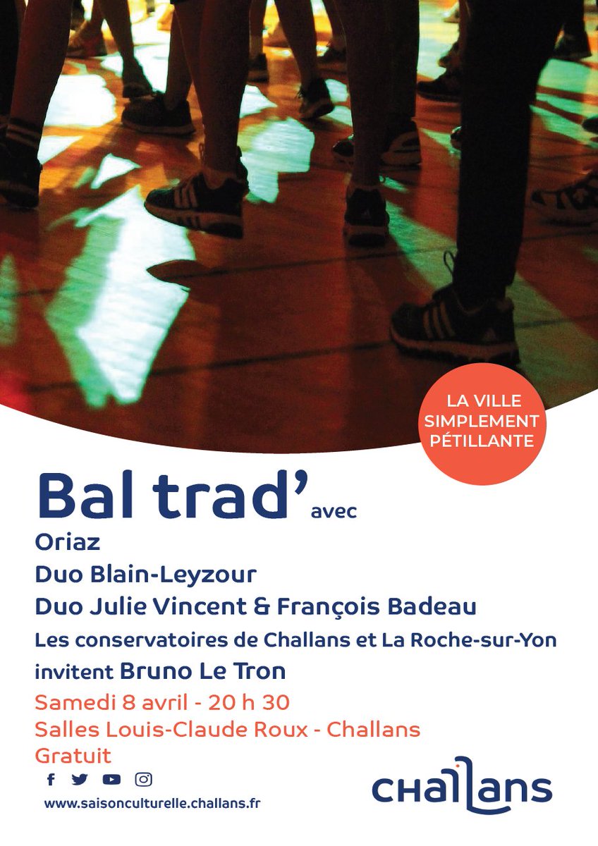 VilledeChallans's tweet photo. #BalTrad "Musique à danser", samedi 8 avril (20h30) aux salles Louis-Claude Roux - gratuit (détail sur https://t.co/YpLfdMmXeZ) #challans @culturechallans https://t.co/RPX8fELx48