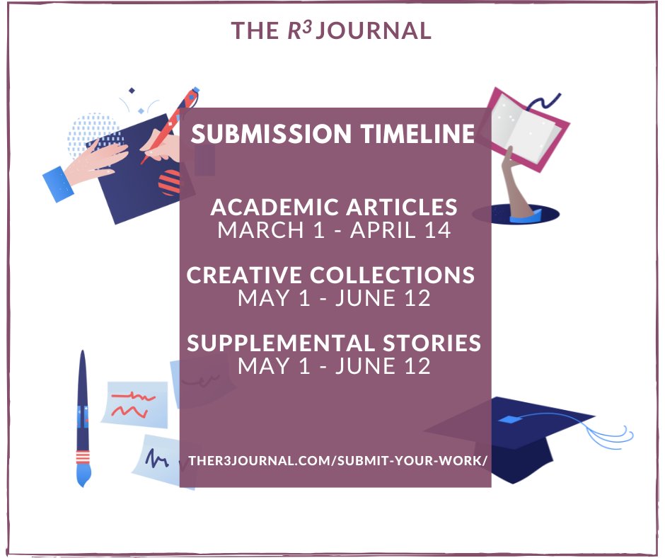 🥳📣Accepting submissions for <a href="/BTS_twt/">방탄소년단</a> &amp; BTS ARMY-related Academic Articles &amp; Essays through April 14th.

Creative work and story submissions will be open May 1 - June 12, 2023. (More details to come.)

Submit your work @ theR3journal.com/submit-your-wo…

Issue 4 coming this November!