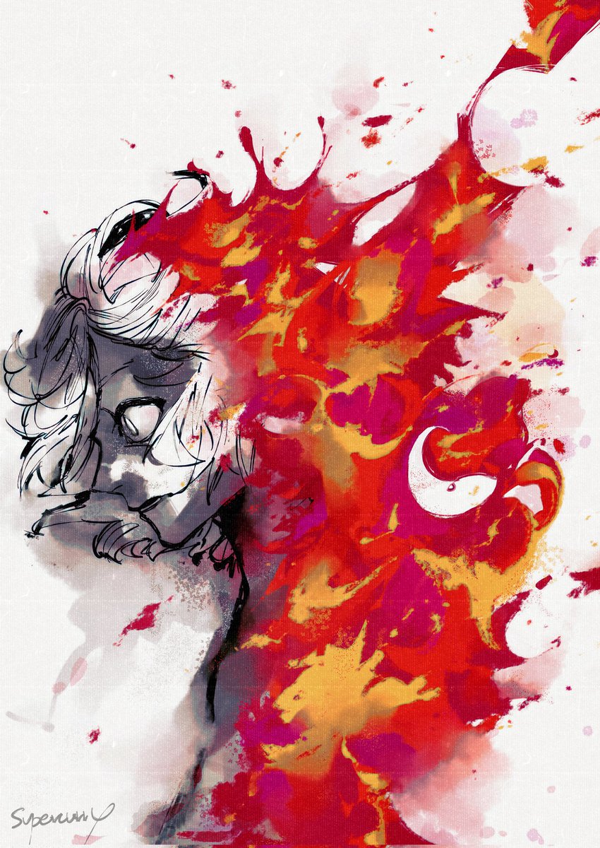 solo fire burning white background blank eyes 1boy simple background  illustration images