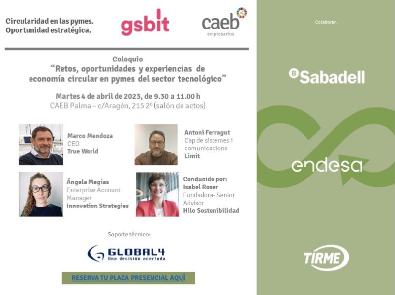 En un nuevo coloquio del programa `Circularidad en las pymes’ organizado por @caeb

“Retos, oportunidades y experiencias en pymes del sector tecnológico”

♻️ #economiacircular