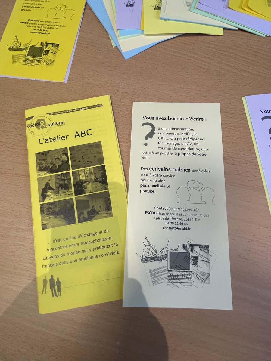 escdd's tweet photo. Aujourd’hui c’est « petit déjeuner partenaires » à Die avec un focus sur l’Atelier Socio-Linguistique « ABC » de l’ESCDD et une présentation des écrivains publics que nous accueillons également dans nos locaux. https://t.co/8BISvZCqjQ