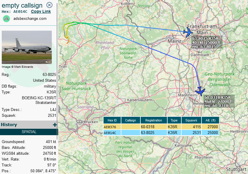 SirListenalot's tweet photo. #KC135's #AE014C as #COUNT93 and #AE0376 as #COUNT94 out of Spangdahlem
H/t @lufthanzl https://t.co/McIv8meGY6