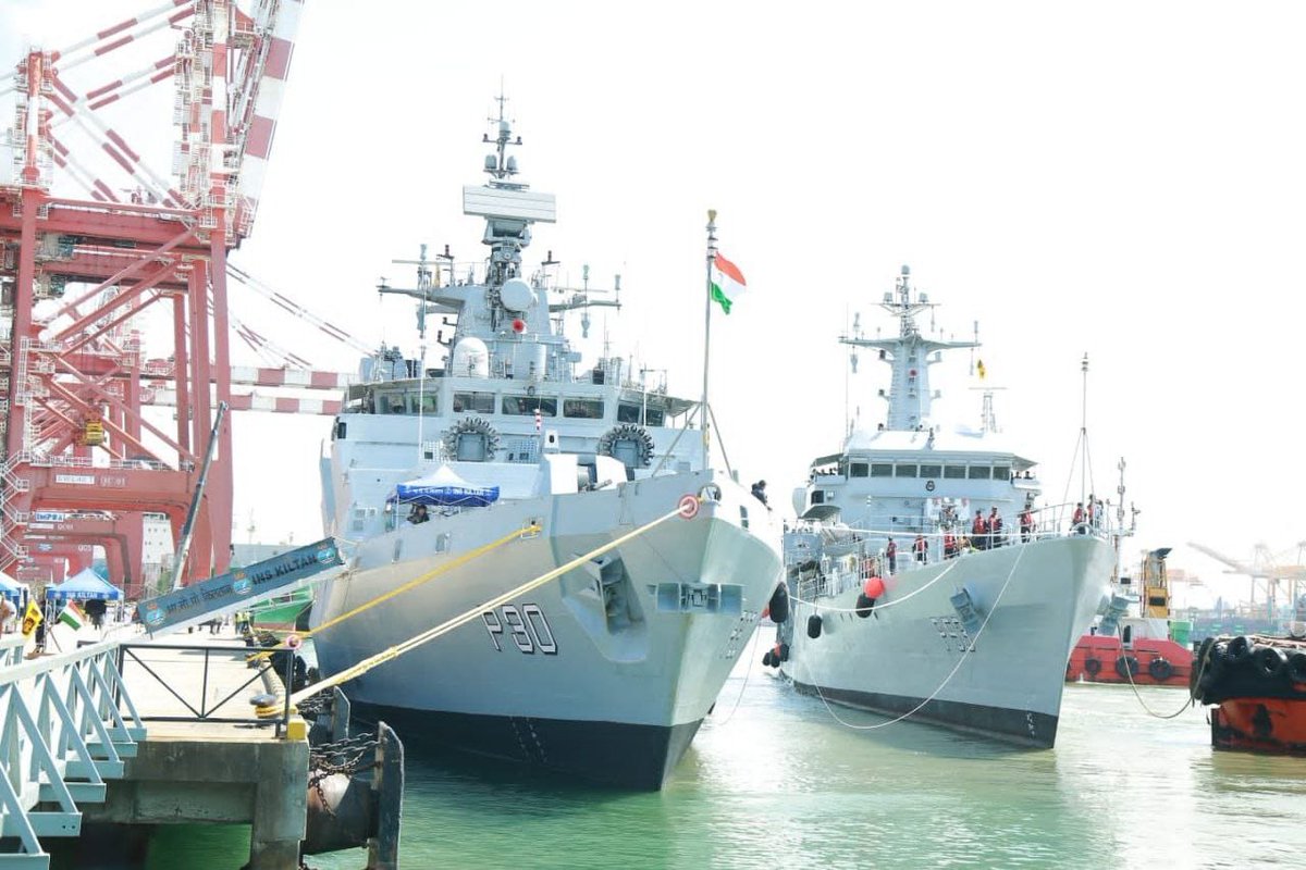 #SLINEX 2023: #IndianNavy #SriLankan Navy Joint Exercise

Indian Navy is being represented by INS Kiltan, an indigenous ASW corvette & INS Savitri, an OPV. The #SriLankaNavy is represented by SLNS Gajabahu and SLNS Sagara. 

MR Patrol Aircraft, helicopters & Special Forces from…