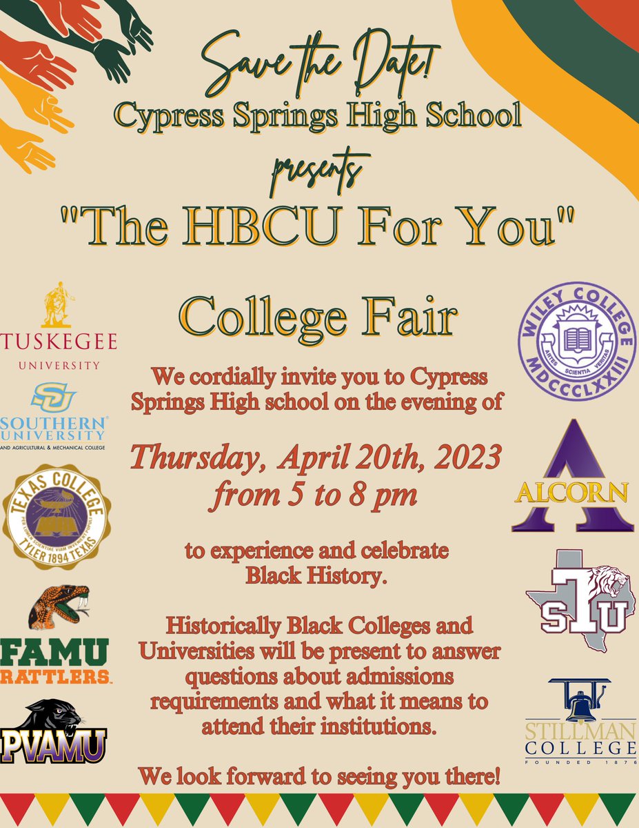 cyspringsccs's tweet image. Cypress Springs&apos; &quot;The HBCU for You&quot; College Fair . . .