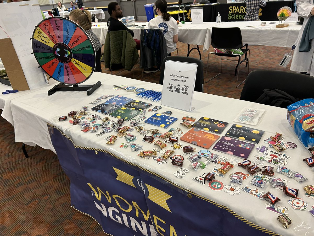 WIE is all set up and so excited to teach about different types of engineering at Project Brainlight!