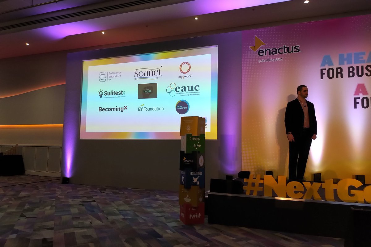 The excitement is building at @EnactusUK National Finals 2023, and so proud to see <a href="/sonnetimpact/">Sonnetimpact</a> on the sponsors and supporters slide in the intro's.  This really matters. #impact #NextGenLeaders