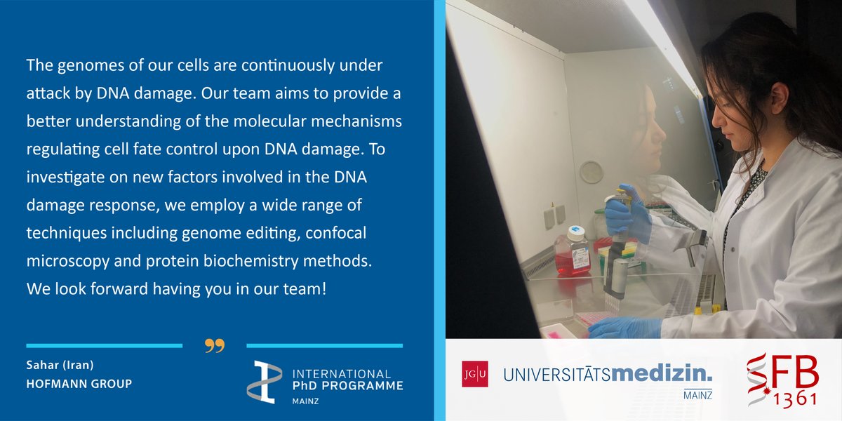 imbmainz's tweet photo. π£If you are interested in the regulation of #GenomeStability & #DNAdamage have a look at the projects offered by the group of Thomas Hofmann @UnimedizinMainz https://t.co/yrOaV82Lzm
β°apply by 19 April https://t.co/p7pDfhveFf
@IPPMainz #ippmainz #phdproject #rloops #aging https://t.co/1eIAZ9lMdj