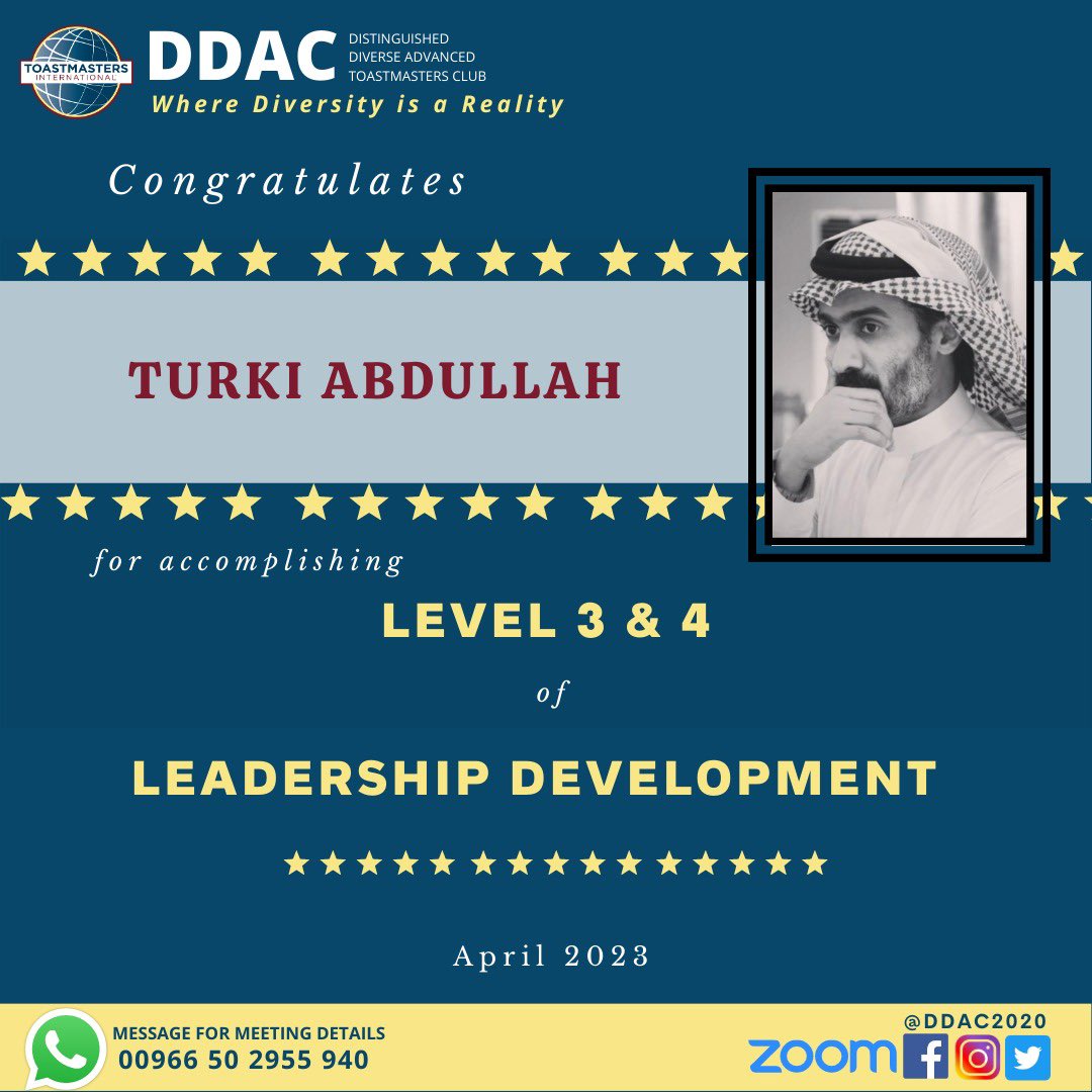 I am thrilled to announce that DTM Turki Abdullah have successfully completed Level 3 and Level 4 in Leadership Development Path! Congratulations to your incredible achievement! Your accomplishment is truly inspiring!