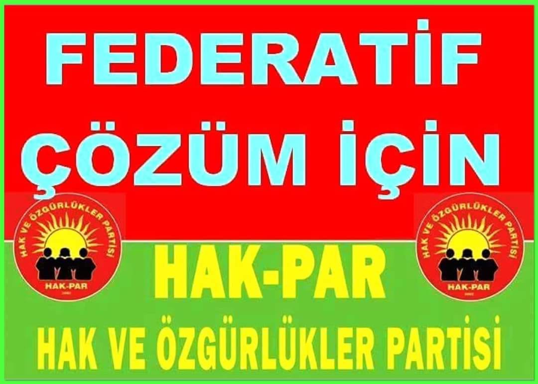 Hak ve Özgürlükler Partisi (HAK-PAR) 14 Mayıs 2023 seçimlerine giren en değişimci, en ilerici parti.
HAK-PAR Kürt sorununun eşitlik temelinde çözümünü savunuyor; bu federal sisteme geçişle mümkündür.
Böylece kirli savaş son bulacak, ülkeye barış  ve demokrasi gelecektir.
