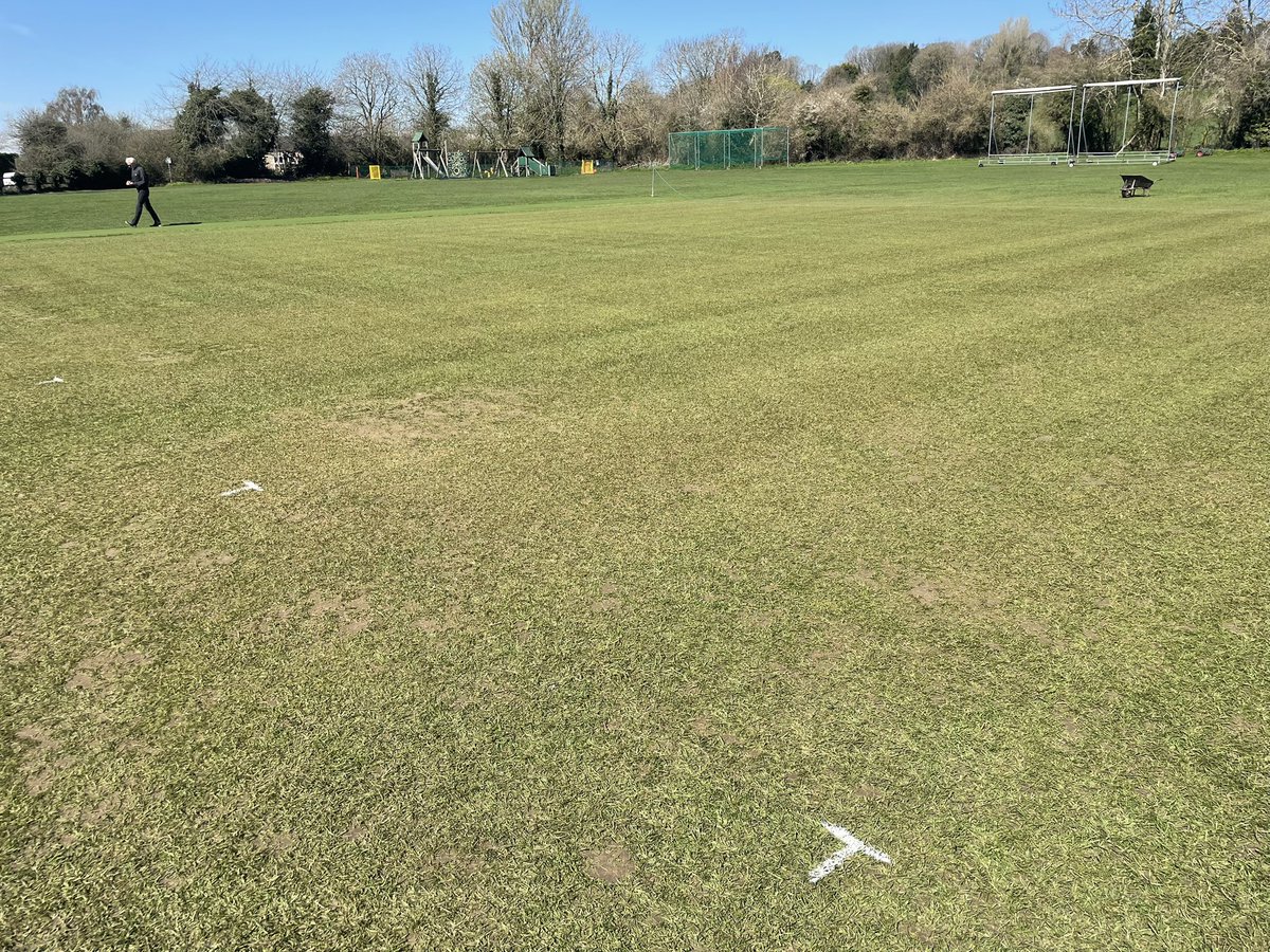 SunningwellCC's tweet photo. First brush and cut post preseason rolling, square squared and ready to prep first pitch of the season. Starting to feel like cricket. https://t.co/ohG1Nmq6cX