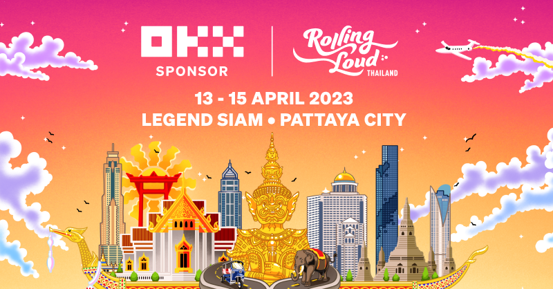 okx's tweet photo. Let's get this beat rolling 🎵👇

#OKX is the Main Stage Sponsor of Rolling Loud Thailand 🇹🇭

🚀 Get your party going by upgrading your tickets to #OKXclusive Pass, a unique #NFT pass that unlocks special benefits at the concert 🎉

More mic drop details ⤵️