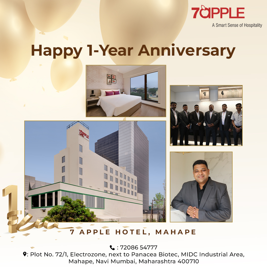 Celebrating one year of excellence in hospitality and service at 7 Apple Hotel Mahape! 🎉 

#7AppleHotelsandResorts #7AppleHotels #7AppleHotelMahape #IndianHospitality #ThereForYou #IndianHotels #hotelsandresorts #mahape #PuneMahape #AnniversaryVibes #HospitalityExcellence