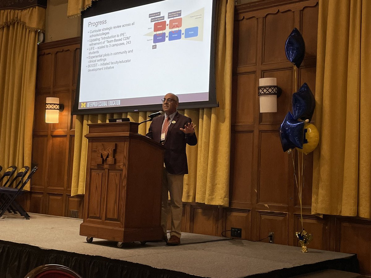umichHealthIPE's tweet image. .@RajMangrulkarMD, director of C-IPE, delivers the State of IPE at Michigan during #HPEDay. Learn more at interprofessional.umich.edu/michigan-cente…