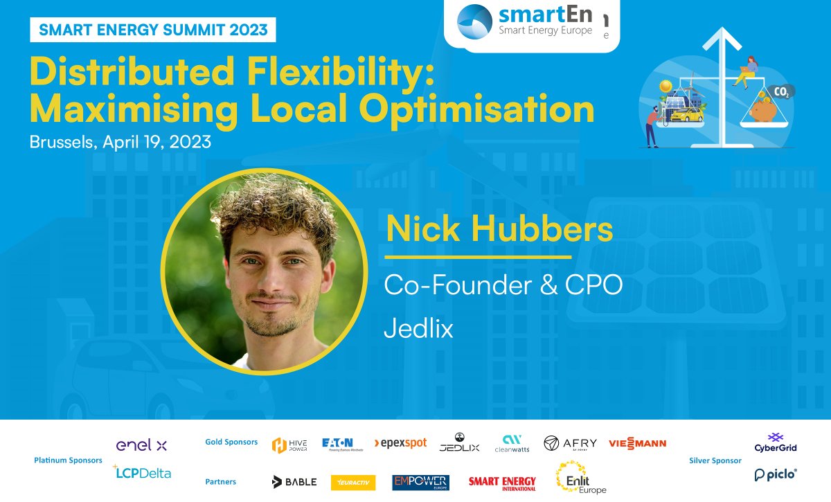 smartEnEU's tweet image. 📣 And the speaker announcements continue!  

@nhubbers, CPO &amp;amp; Co-Founder at @jedlix, will be hitting the #SmartEnergySummit2023 stage for a presentation on the topic of #FlexibleMarkets Monetisation!  

Be there! Register now! 
🎫 bit.ly/3jiXWG0