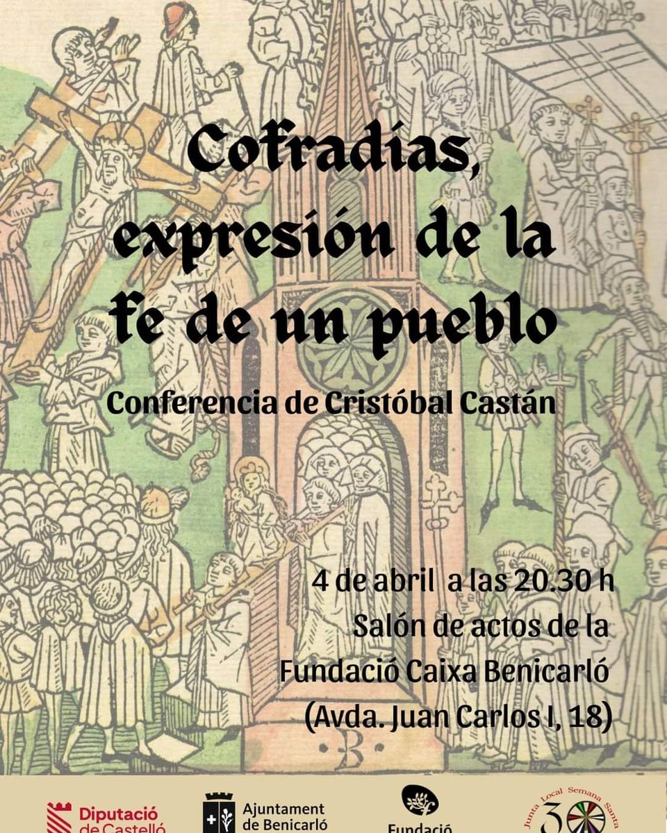 BenicarloCaixa's tweet image. Nova cita al nostre saló social! Un nou acte de la #SetmanaSanta a #Benicarló
#NoSomRobots #Sompersonesambcor #Cultura #Tradició #Devoció #Bancacooperativa #Bancadeproximitat