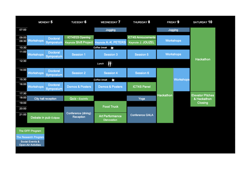 📢 The registration for <a href="/ict4s/">ICT 4 Sustainability</a>'23 is open: conf.researchr.org/attending/ict4… The conference features both a research program (main conf, 7 workshops, doctoral symposium, demos, posters, keynotes, social events) and a OFF! Program (keynotes, debate, panel, quiz, art performance, hackathon)