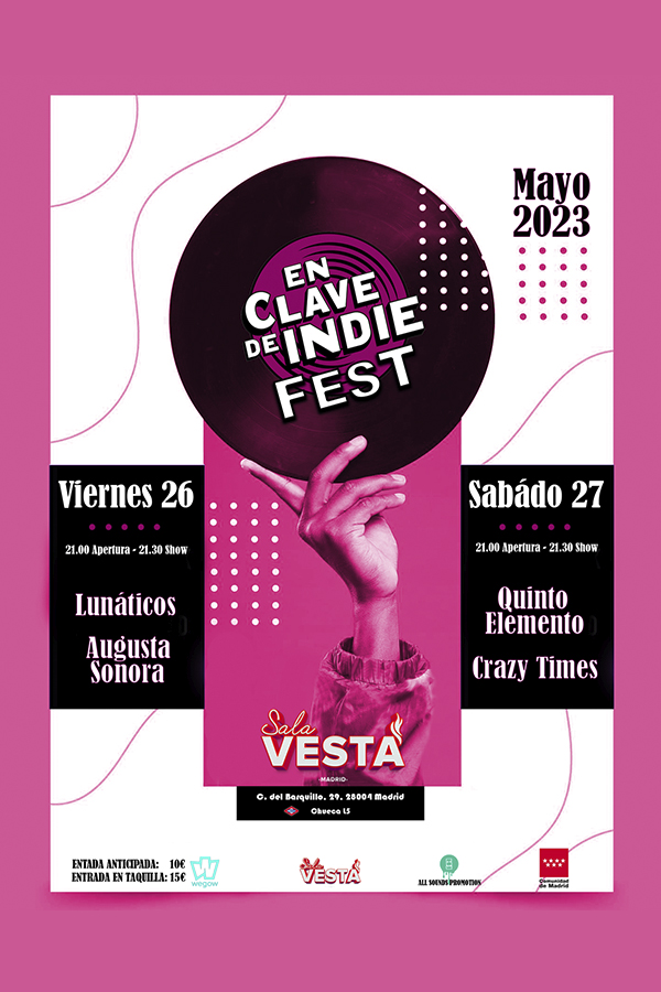 🎉Llega la III edición de 'En Clave de Indie Fest'  🎉

💿26/05 <a href="/AugustaSonora/">AUGUSTA SONORA</a> y <a href="/Lunaticosmusica/">Lunáticos</a> 
💿27/05 <a href="/Quintoelementof/">QUINTO ELEMENTO</a> y <a href="/CrazyTimesMusic/">C r a z y T i m e s</a> 

Entradas en #Wegow 📲bit.ly/3ZH9nqn