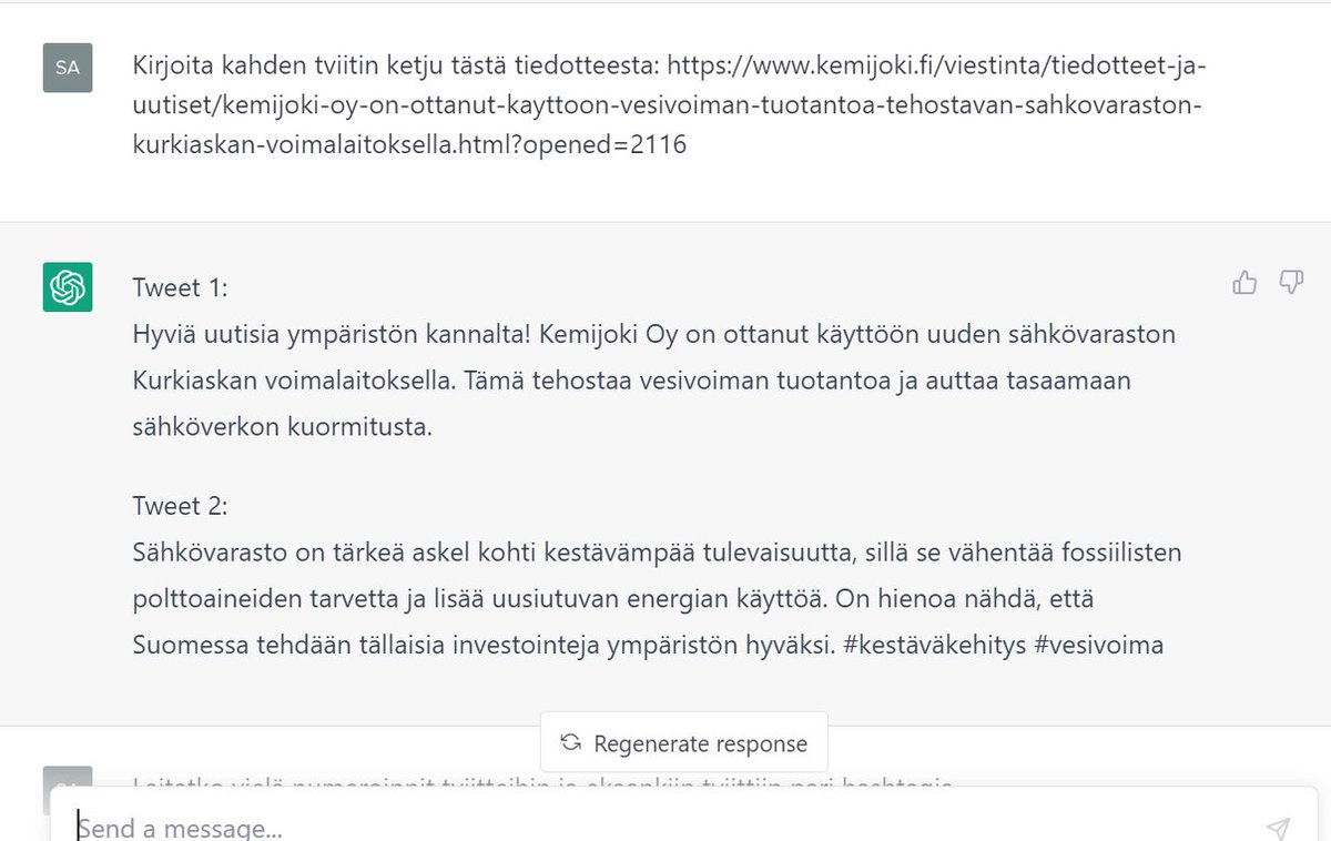 SakkeRantala's tweet photo. Suorituskyky paranee uudella tekniikalla niin voimalaitoksella (juttu) kuin toimistollakin (kuva) :) #vesisähkö #hycap #ChatGPT
https://t.co/APiGnw0Fsq https://t.co/rG6nRWAVNZ
