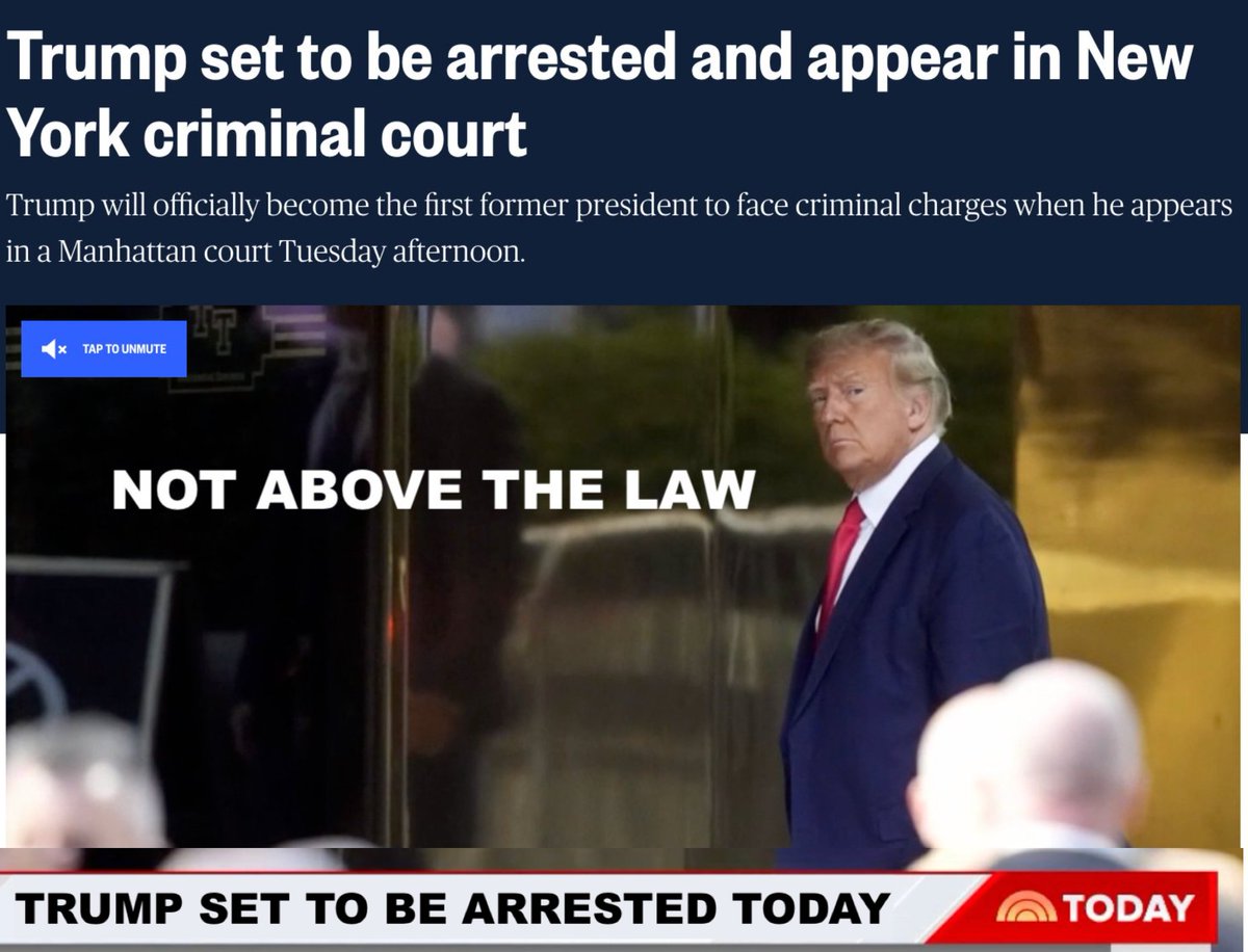 TRUMP WILL BE ARRESTED TODAY IN CRIMINAL COURT

... JUST LIKE ALL CRIMINALS WHO ARE ARRESTED.

GOD IS GOOD.

#TrumpIndictmentDay #TrumpGetsARRESTED
#CriminalTrumpIsARRESTEDtoday #GodBlessAmerica #MorningJoe #MSNBC #TrumpIsGuiltyAsShit