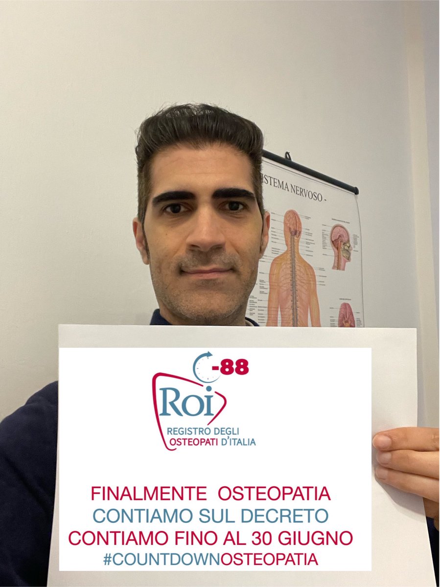 - 88 giorni #COUNTDOWNOSTEOPATIA 
Contiamo sul Decreto. 
Contiamo fino al 30 giugno per dire insieme "Finalmente OSTEOPATIA".

<a href="/mur_gov_/">Ministero dell'Università e della Ricerca</a>
<a href="/BerniniAM/">Anna Maria Bernini 🇮🇹</a>
<a href="/MinisteroSalute/">Ministero della Salute</a>
<a href="/marcellogemmato/">Marcello Gemmato 🇮🇹</a> 

#osteopatia #osteopati #osteopatiaprofessionesanitaria