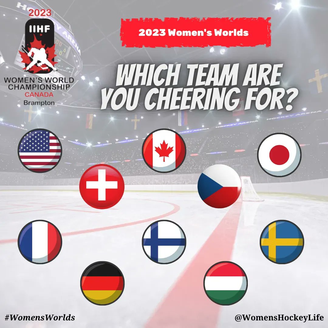 WHLOfficial's tweet photo. The 2023 #WomensWorlds Start TOMORROW! Let's hear who you're cheering for! 💬 👇 
@IIHFHockey 
-
@HockeyCanada @usahockey @JPN_Ice_Hockey @leijonat @SwissIceHockey @narodnitym @Hockey_FRA @hockeyhungary @swehockeyse &amp; Germany https://t.co/6wu2empsd5