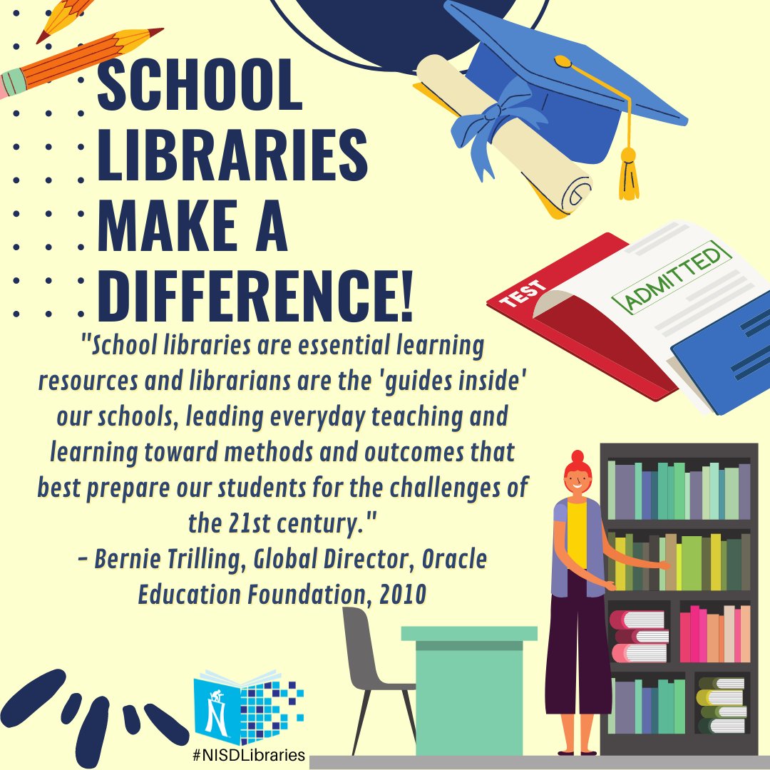 It's a fact that students gain important skills for success in a 21st century future with the help of their school librarians. #SchoolLibrariesMatter #NISDLibraries #NISDIgnited #libraries @NISD