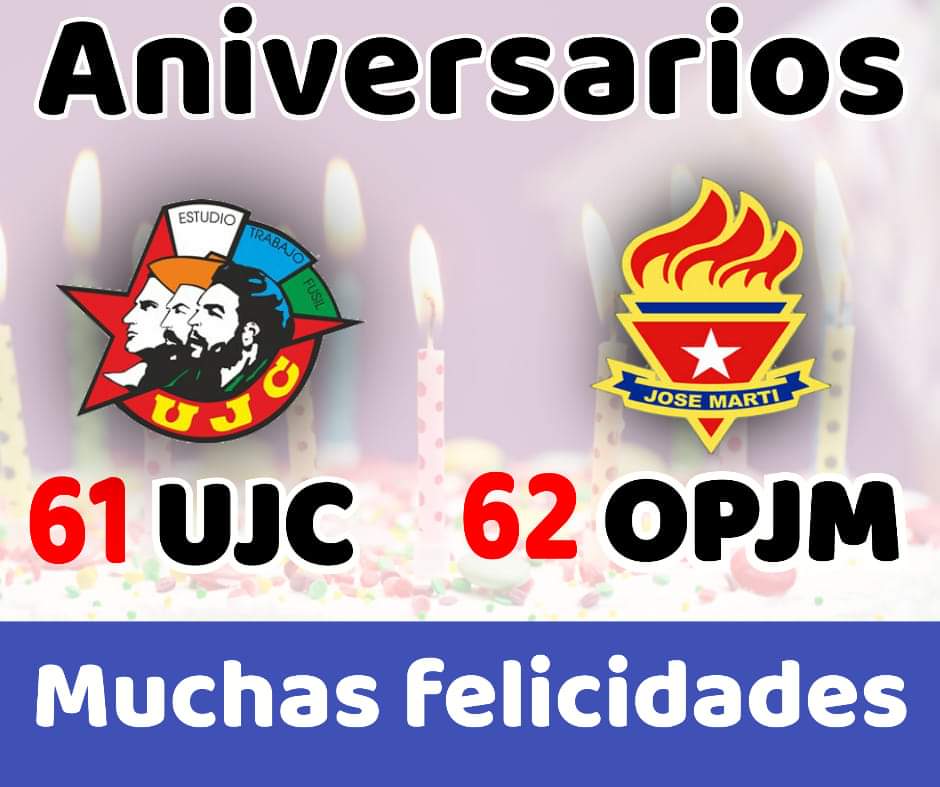 Muchas felicidades a la #UJC  y la #OPJM en sus aniversarios 61 y 62. #UnaMejorJuventud 
#Cuba
#gastronomiapinar 
<a href="/gecom_pr/">Grupo Empresarial de Comercio Pinar del Río</a> 
<a href="/Tamara46100733/">Tamara Lopez Garcia</a> 
<a href="/YenemiBec/">Yenemi Diaz Bec</a> 
<a href="/Rogelio42958633/">Rogelio Hernández Méndez</a>